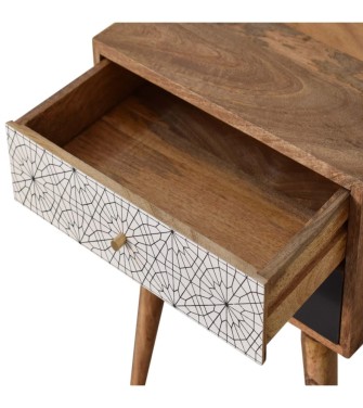 Table de chevet noire à motifs