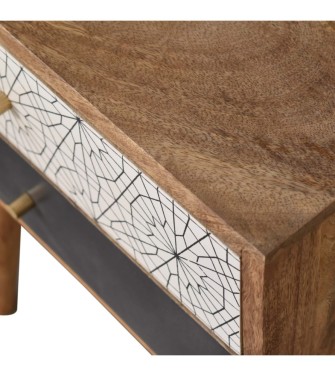 Table de chevet noire à motifs