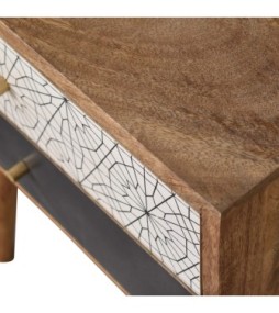 Table de chevet noire à motifs
