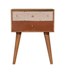 Table de chevet à motifs rouge brique
