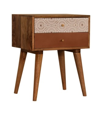 Table de chevet à motifs rouge brique