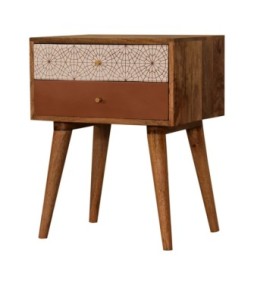 Table de chevet à motifs rouge brique