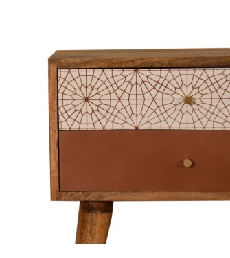 Table de chevet à motifs rouge brique