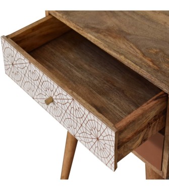 Table de chevet à motifs rouge brique