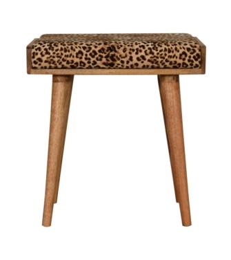 Leopard Velvet Tray Style Footstool