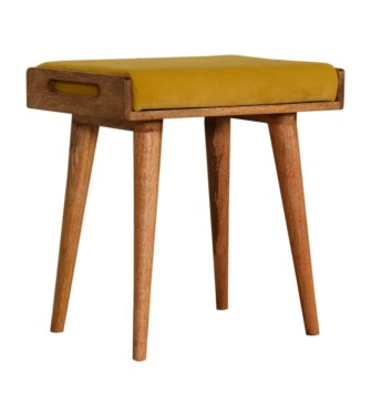 Repose-pieds style plateau en velours moutarde