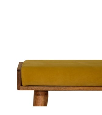 Repose-pieds style plateau en velours moutarde