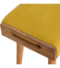 Repose-pieds style plateau en velours moutarde