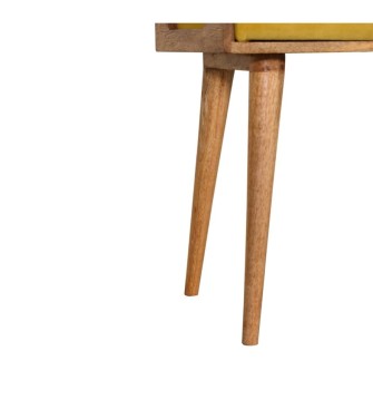 Repose-pieds style plateau en velours moutarde