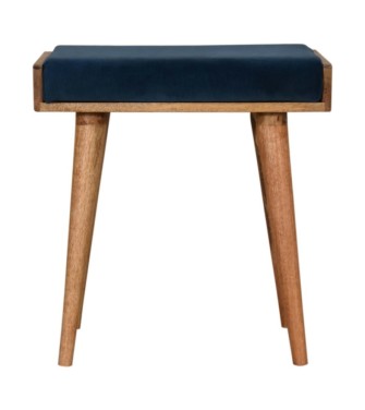 Teal Velvet Tray Style Footstool