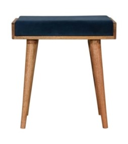 Repose-pieds style plateau en velours bleu sarcelle