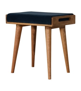 Repose-pieds style plateau en velours bleu sarcelle