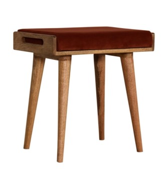 Repose-pieds plateau en velours rouge brique