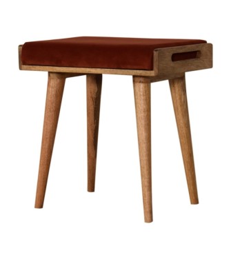 Repose-pieds plateau en velours rouge brique