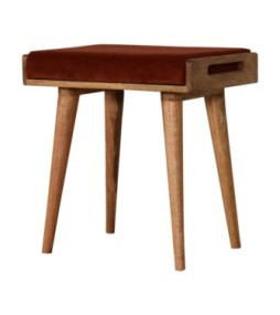Repose-pieds plateau en velours rouge brique