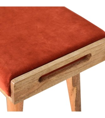 Repose-pieds plateau en velours rouge brique