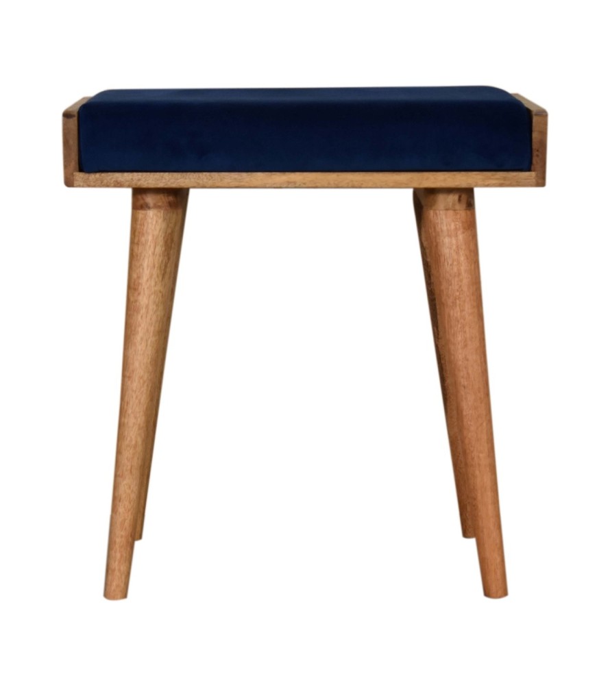 Repose-pieds plateau en velours bleu royal