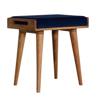 Repose-pieds plateau en velours bleu royal
