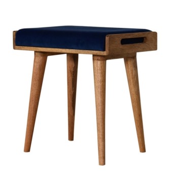 Repose-pieds plateau en velours bleu royal