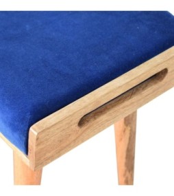 Repose-pieds plateau en velours bleu royal