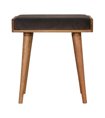 Repose-pieds style plateau en velours gris