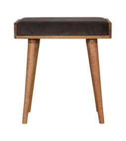 Repose-pieds style plateau en velours gris