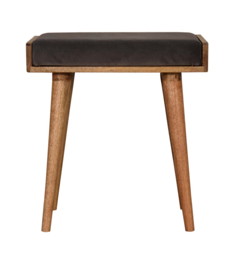 Repose-pieds style plateau en velours gris