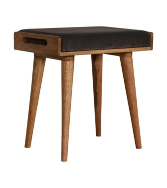 Repose-pieds style plateau en velours gris