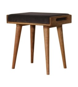 Repose-pieds style plateau en velours gris