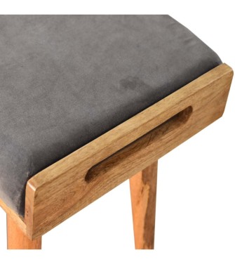 Repose-pieds style plateau en velours gris