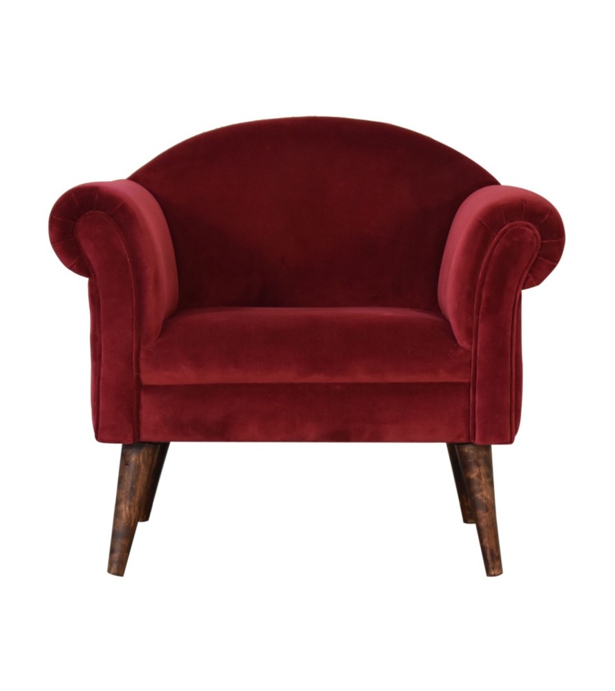 Wine Velvet Nordic Style Armchair