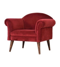 Wine Velvet Nordic Style Armchair