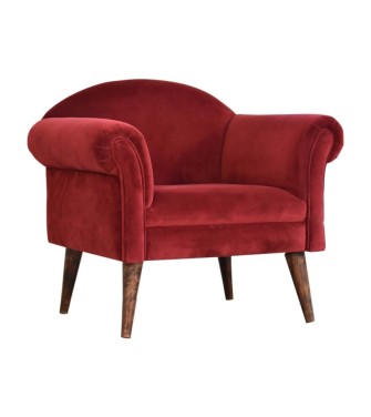Wine Velvet Nordic Style Armchair