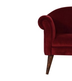 Wine Velvet Nordic Style Armchair