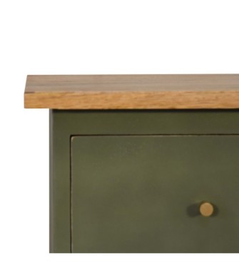 Table de chevet peinte à la main couleur olive