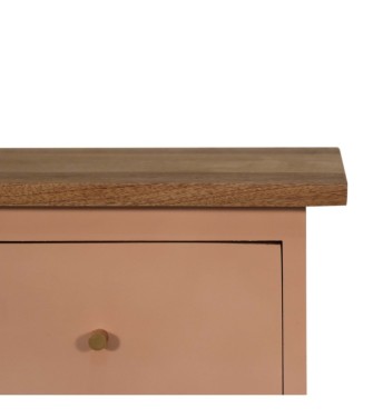 Table de chevet rose poudré peinte à la main