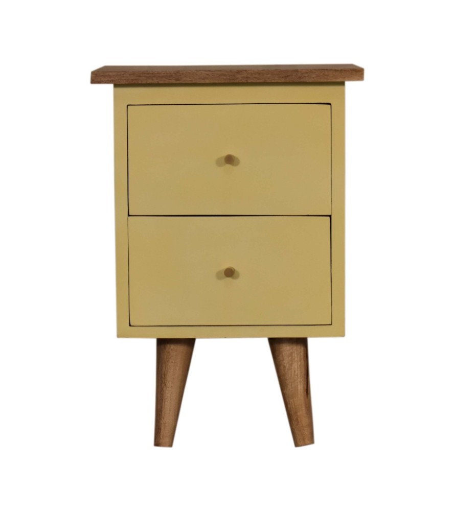 Table de chevet jaune peinte à la main