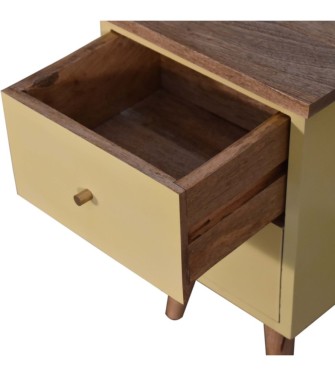 Table de chevet jaune peinte à la main