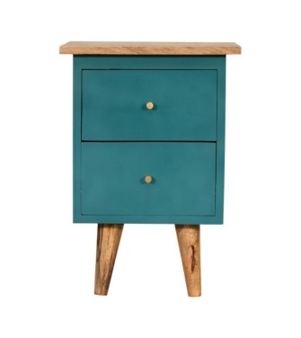 Table de chevet peinte à la main couleur sarcelle