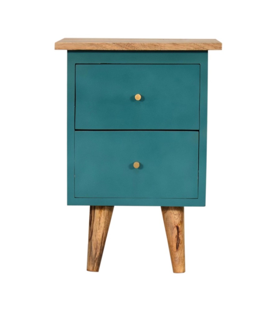 Table de chevet peinte à la main couleur sarcelle