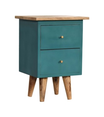 Table de chevet peinte à la main couleur sarcelle