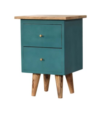 Table de chevet peinte à la main couleur sarcelle