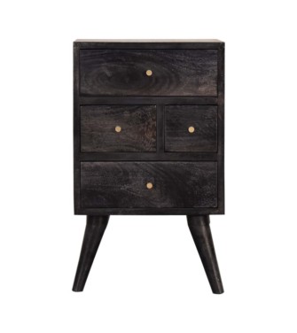 Table de chevet multi-tiroirs noir cendré