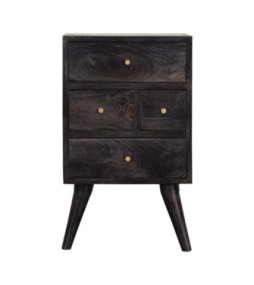 Table de chevet multi-tiroirs noir cendré