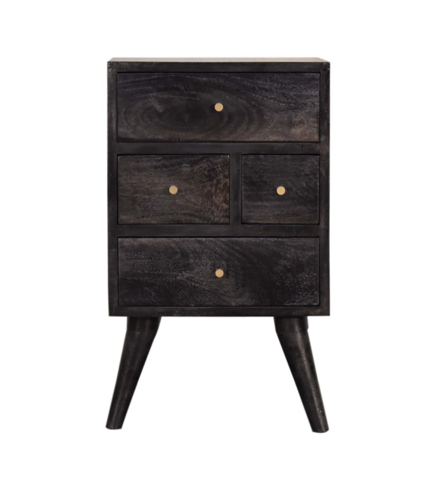 Table de chevet multi-tiroirs noir cendré