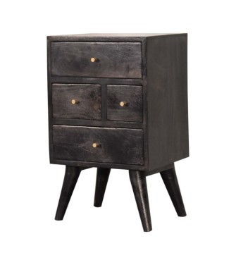 Table de chevet multi-tiroirs noir cendré