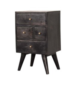 Table de chevet multi-tiroirs noir cendré