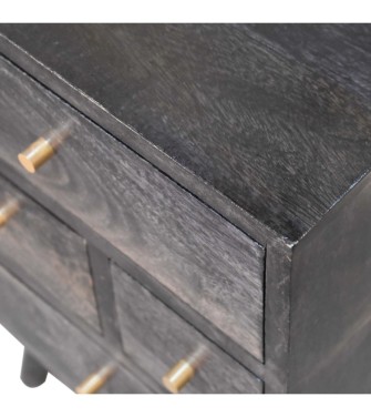 Table de chevet multi-tiroirs noir cendré