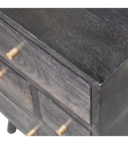 Table de chevet multi-tiroirs noir cendré