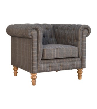 Pewter Tweed Chesterfield Armchair